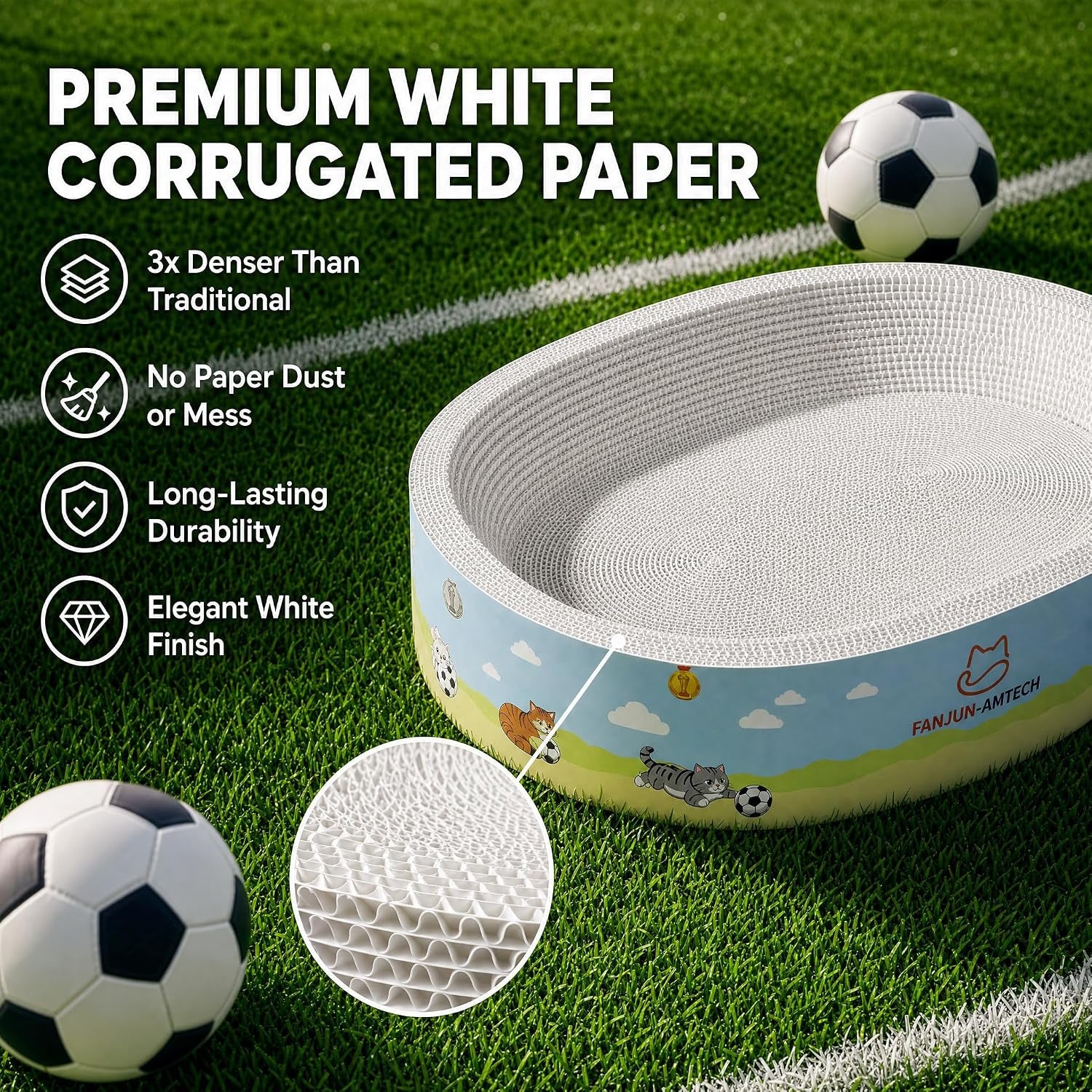 Soccer Cat Scratcher Bed, No-Mess Cat Scratching Pad, No Shed Cat Beds and Scratch Pad for Cats, Plant Fiber Mess Free Cat Scratch Furniture Protector, Stop Cats Eating Paper Craps