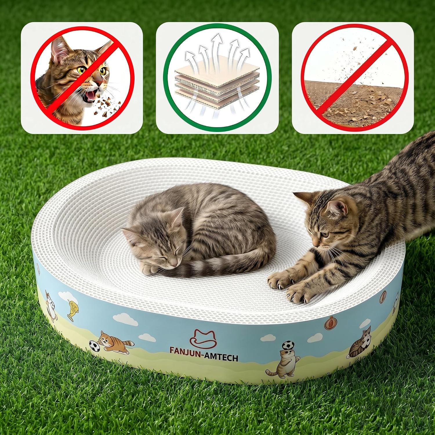 Soccer Cat Scratcher Bed, No-Mess Cat Scratching Pad, No Shed Cat Beds and Scratch Pad for Cats, Plant Fiber Mess Free Cat Scratch Furniture Protector, Stop Cats Eating Paper Craps
