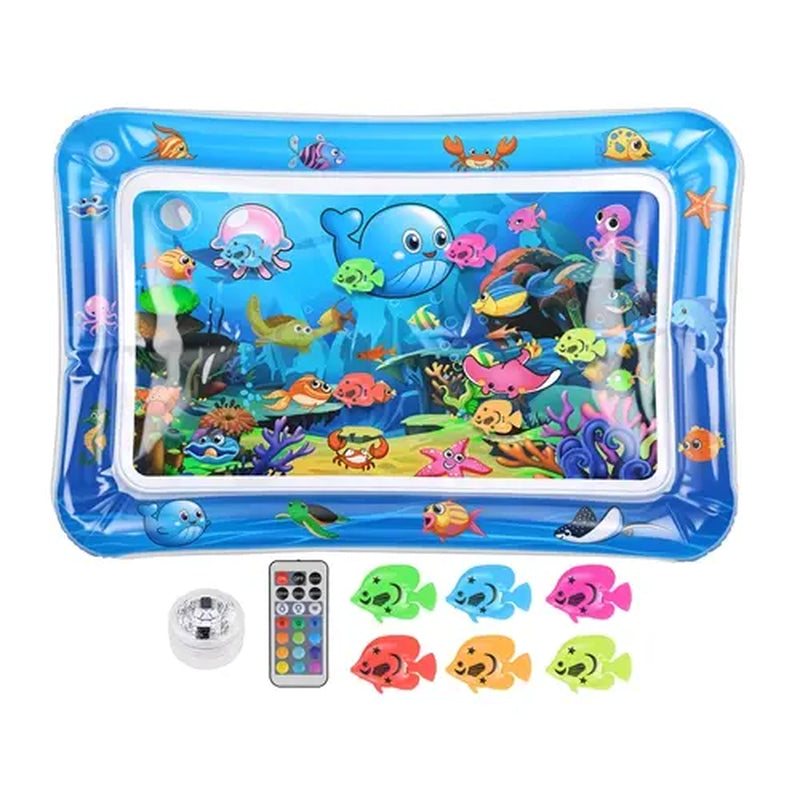 Interactive Sensory Water Mat for Kittens - 3D Floating Fish Toy with LED Light and Chirping Flapping Bird Wand, Durable PVC, Rechargeable USB-C, Stress Relief and Indoor Enrichment Gift
