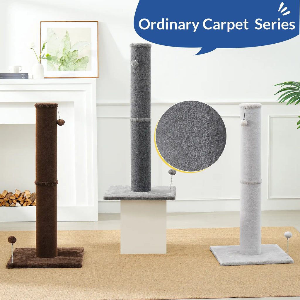MADE 4 PETS Indoor Cat Sisal Scratching Post, 41.73-Inch Tall Gray Vertical Scratcher with Sturdy Base, Replaceable Spring Toy, and Space-Saving Design for Optimal Nail Care