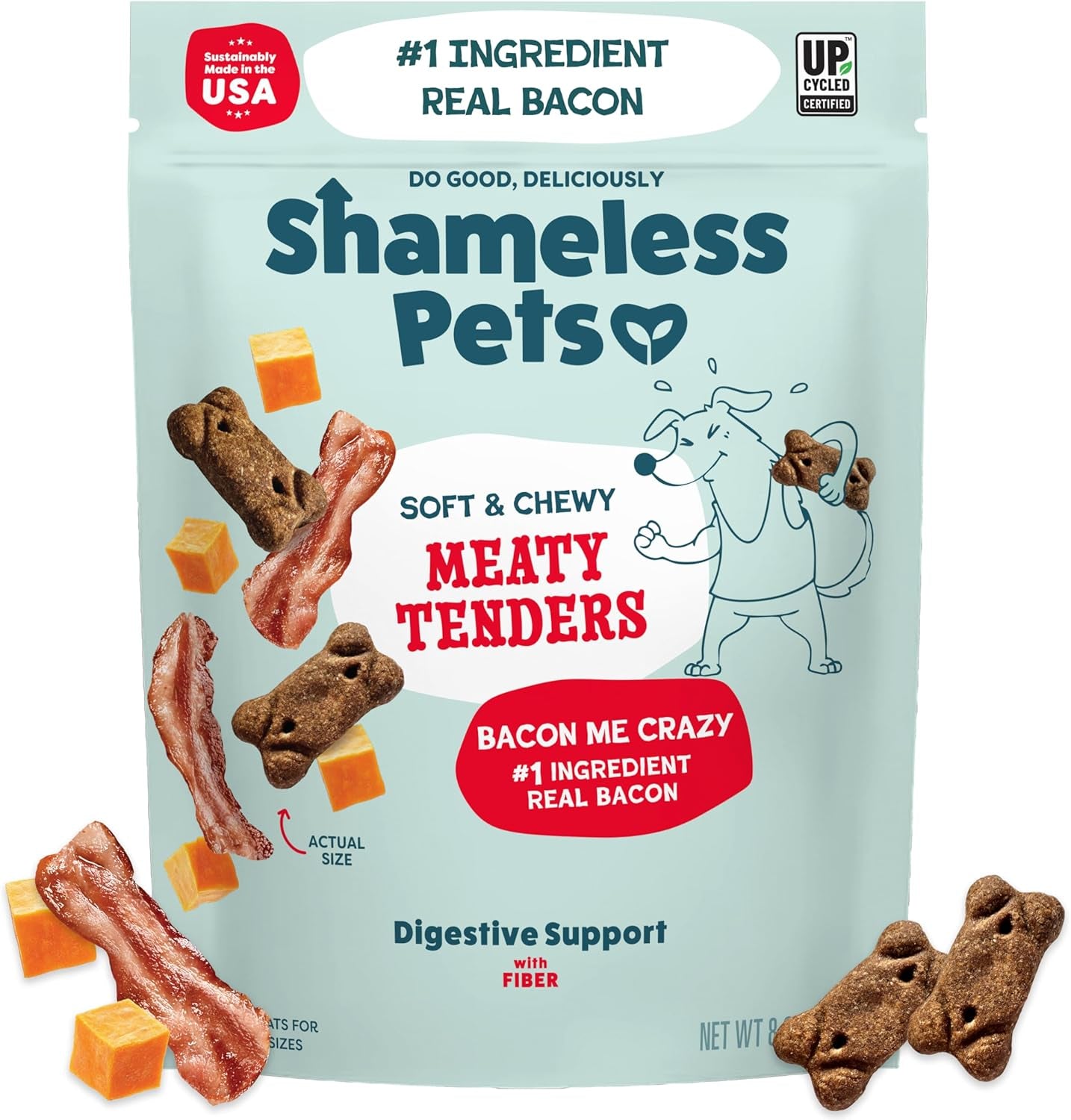 Bacon Me Crazy Soft & Chewy Dog Treats - Grain-Free Meaty Tenders with Real Bacon for All Dog Sizes, 8oz