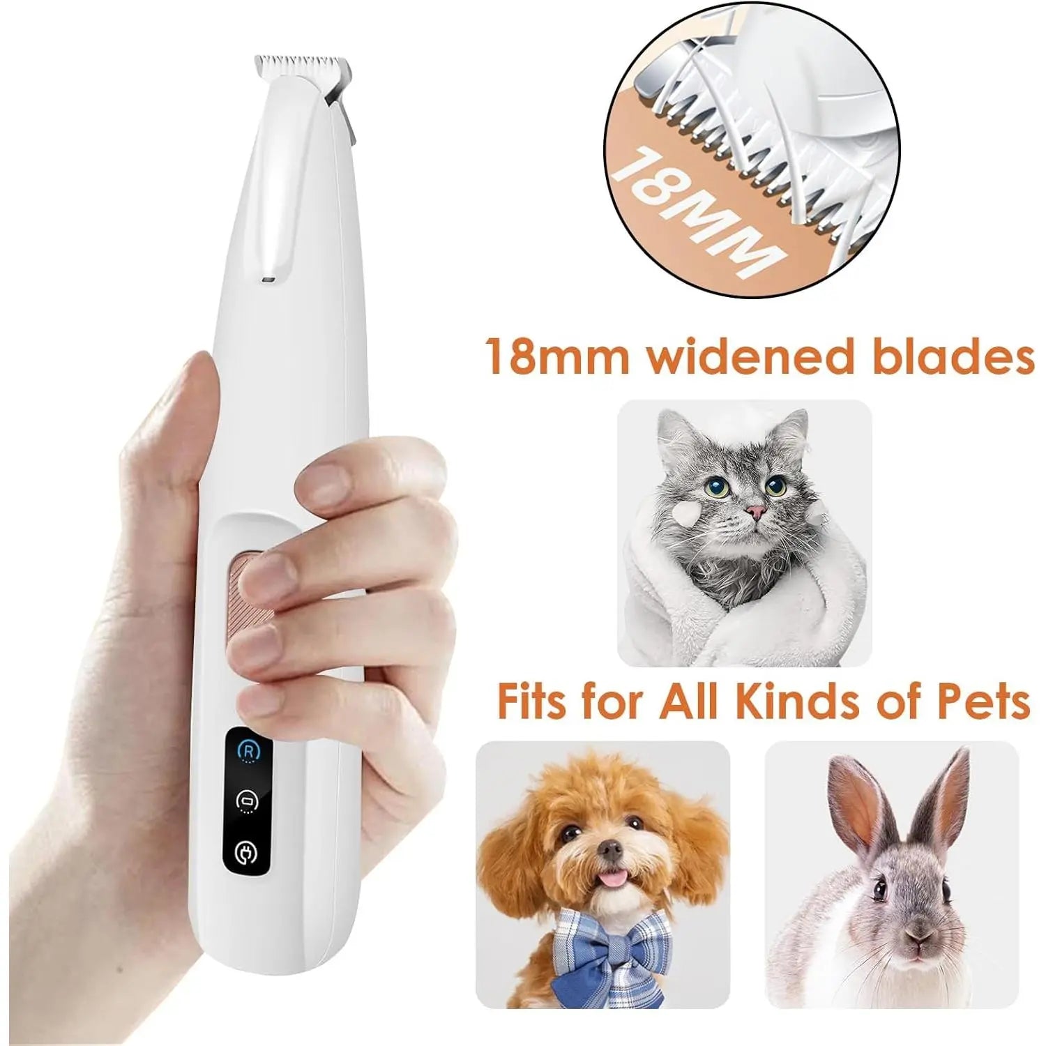 Rechargeable Pet Hair Trimmer Kit with LED Light - Cordless, Quiet Grooming Clippers for Dogs and Cats, Waterproof and Low Noise Pet Shaver