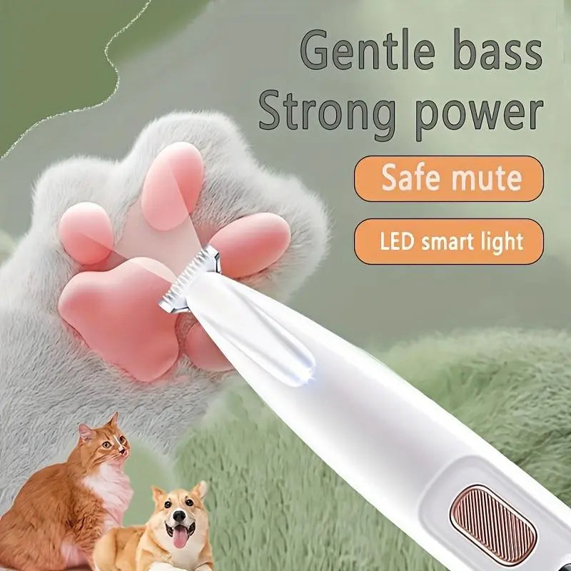 Rechargeable Pet Hair Trimmer Kit with LED Light - Cordless, Quiet Grooming Clippers for Dogs and Cats, Waterproof and Low Noise Pet Shaver