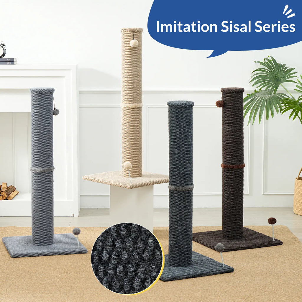 MADE 4 PETS Indoor Cat Sisal Scratching Post, 41.73-Inch Tall Gray Vertical Scratcher with Sturdy Base, Replaceable Spring Toy, and Space-Saving Design for Optimal Nail Care