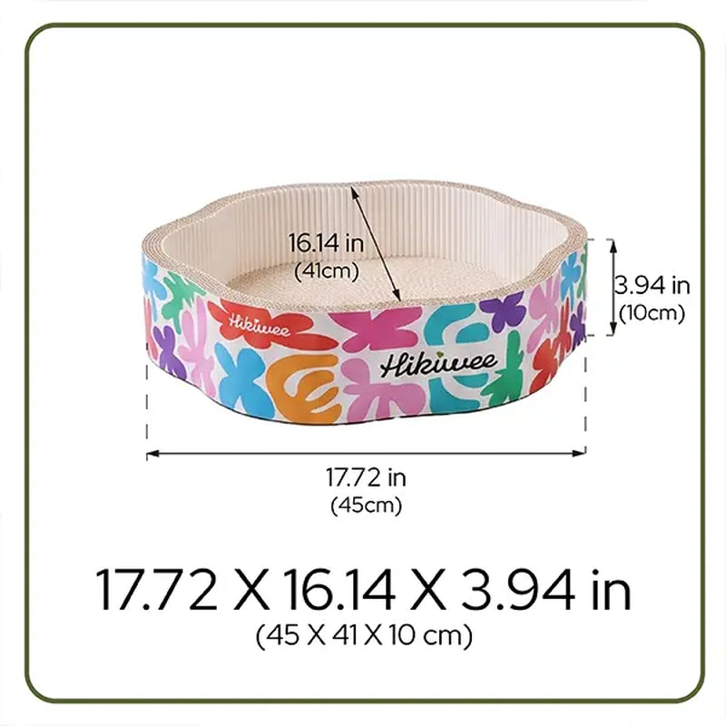 Hikiwee Premium Chew-Resistant Cat Bed - Leopard Print, Art Deco, Mint Chocolate, Floral Designs - High-Density Corrugated Cardboard, Non-Toxic and Odor-Free, Individually Sealed for Safe Cat Naps