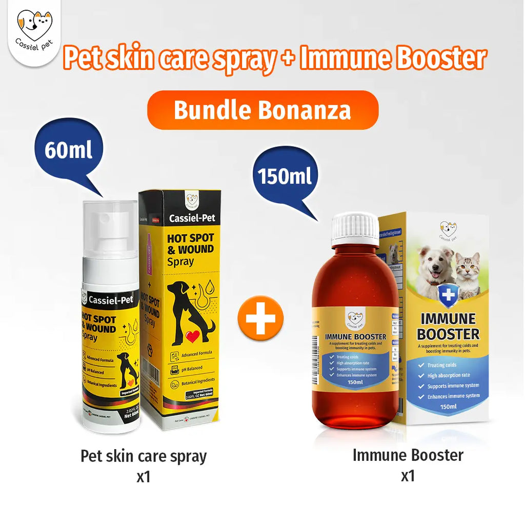 Cassiel Pet Hot Spot and Wound Spray for Dogs and Cats - Natural Soothing Skin Spray for Clean, Soft Skin and Itch Relief, Enhanced Packaging