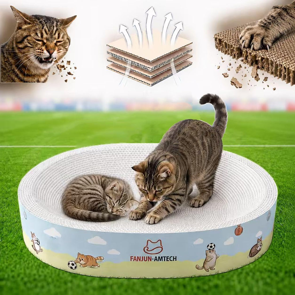 Soccer Cat Scratcher Bed, No-Mess Cat Scratching Pad, No Shed Cat Beds and Scratch Pad for Cats, Plant Fiber Mess Free Cat Scratch Furniture Protector, Stop Cats Eating Paper Craps