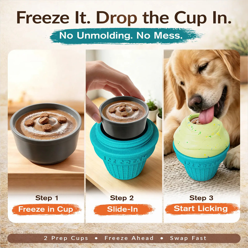 KADTC Large 3-in-1 Frozen Dog Treat Toy and Kibble Dispenser Ball for Durable Chewing