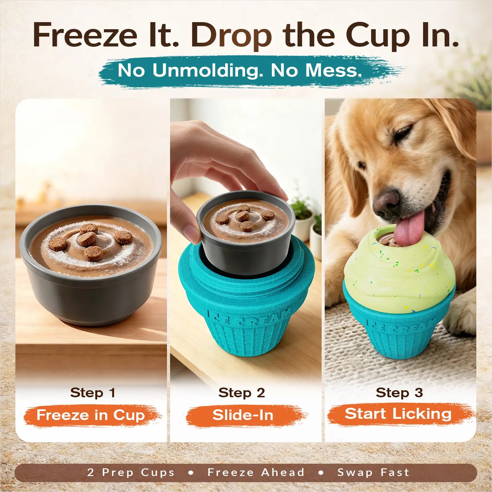 KADTC Large 3-in-1 Frozen Dog Treat Toy and Kibble Dispenser Ball for Durable Chewing