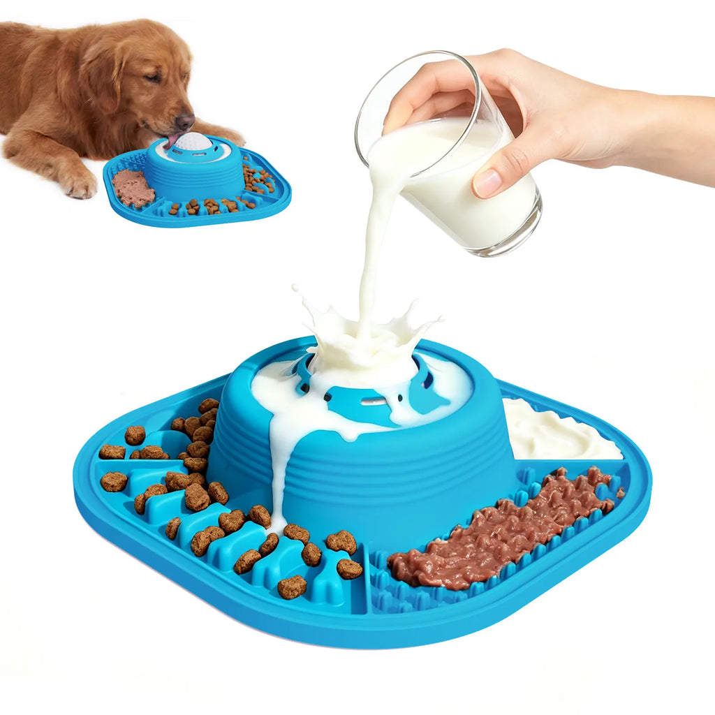 Pawlove Upgraded Slow Feeder Dog Bowl for Liquid Treats with Floating Rolling Ball, Anti-Slip Design for Bone Broth and Yogurt, Ideal for Dogs of All Breeds, Dietary Supplement and Post-Operative Nutrition
