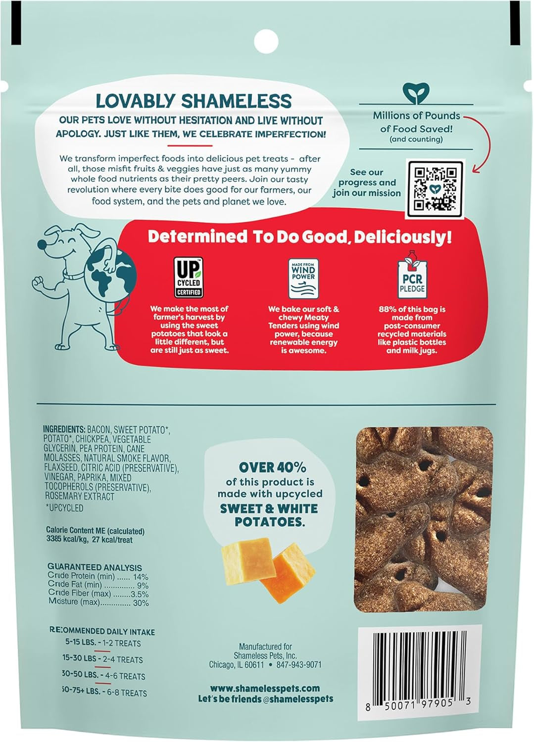 Bacon Me Crazy Soft & Chewy Dog Treats - Grain-Free Meaty Tenders with Real Bacon for All Dog Sizes, 8oz