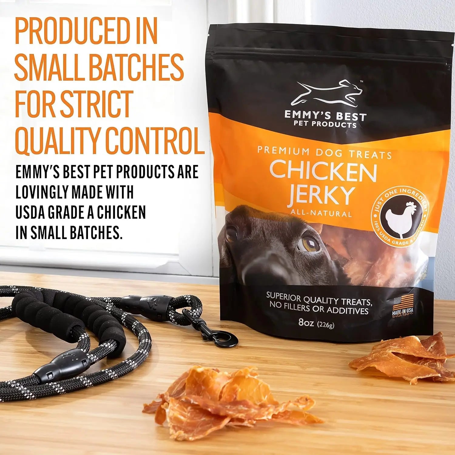 Emmy's Best EBPP Natural Chicken Jerky Dog Treats - Made in the USA with Real Grilled Chicken - Suitable for Medium, Large, and Small Dogs - 100% Natural Formula