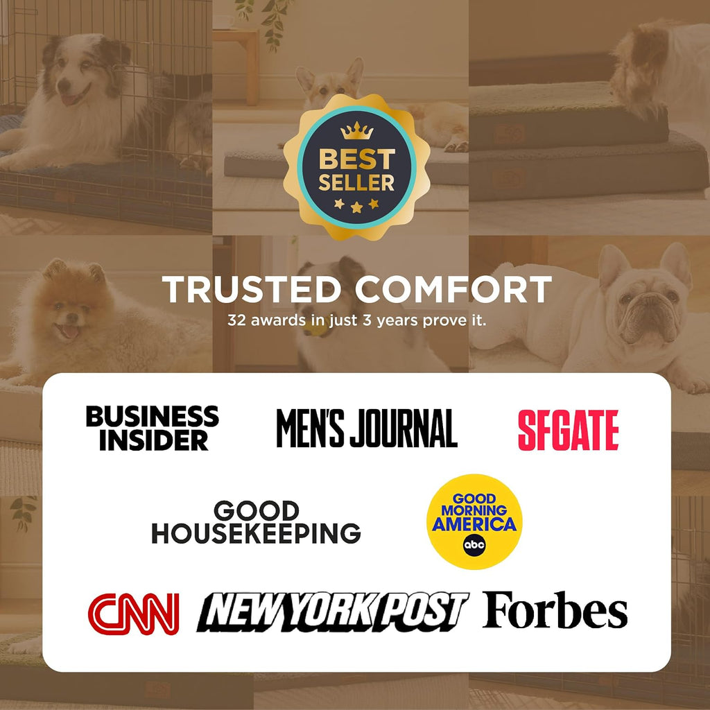 Bedsure Medium Washable Dog Bed - Comfy Sherpa with Orthopedic Egg Crate Foam, 30x20 inches, Grey, Non-Slip Bottom, Removable Cover, Ideal for Pets up to 30 lbs