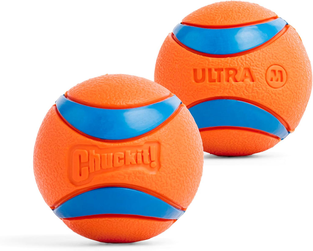 Medium Bouncy Fetch Balls for Dogs (20-60 lbs) - Durable Rubber Floating Toy - 2.5-Inch Diameter - Pack of 2 for Active Outdoor Play