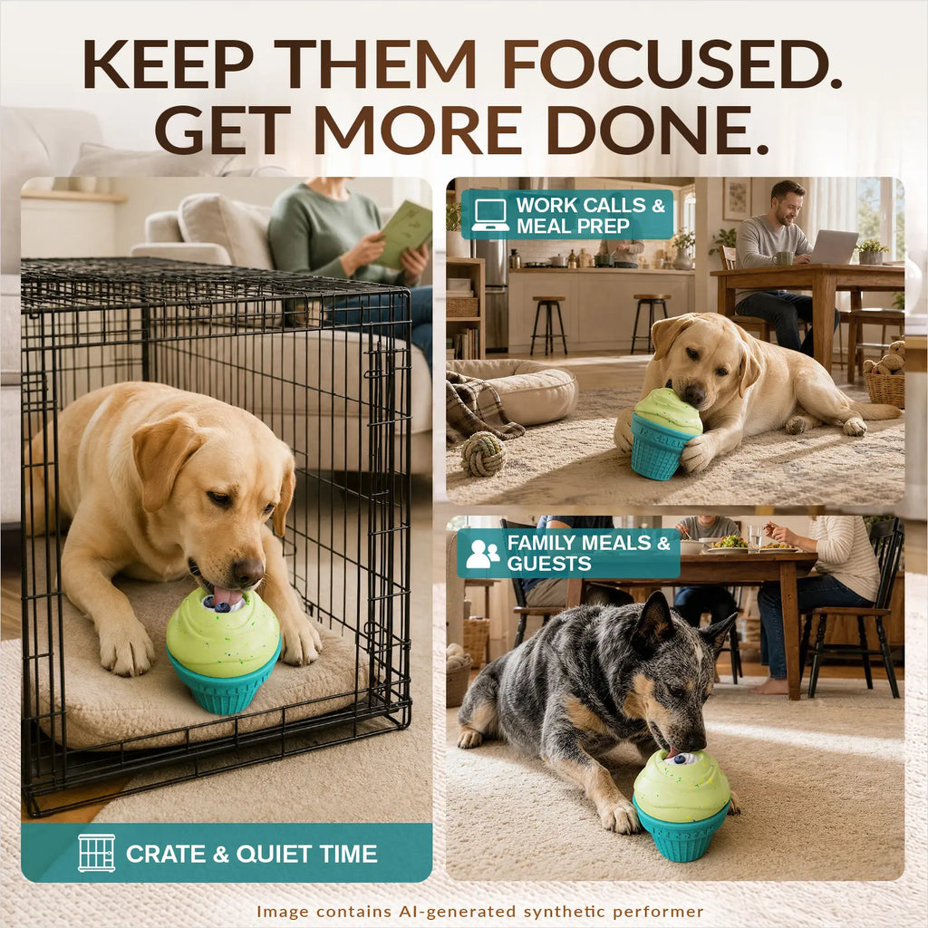 KADTC Large 3-in-1 Frozen Dog Treat Toy and Kibble Dispenser Ball for Durable Chewing