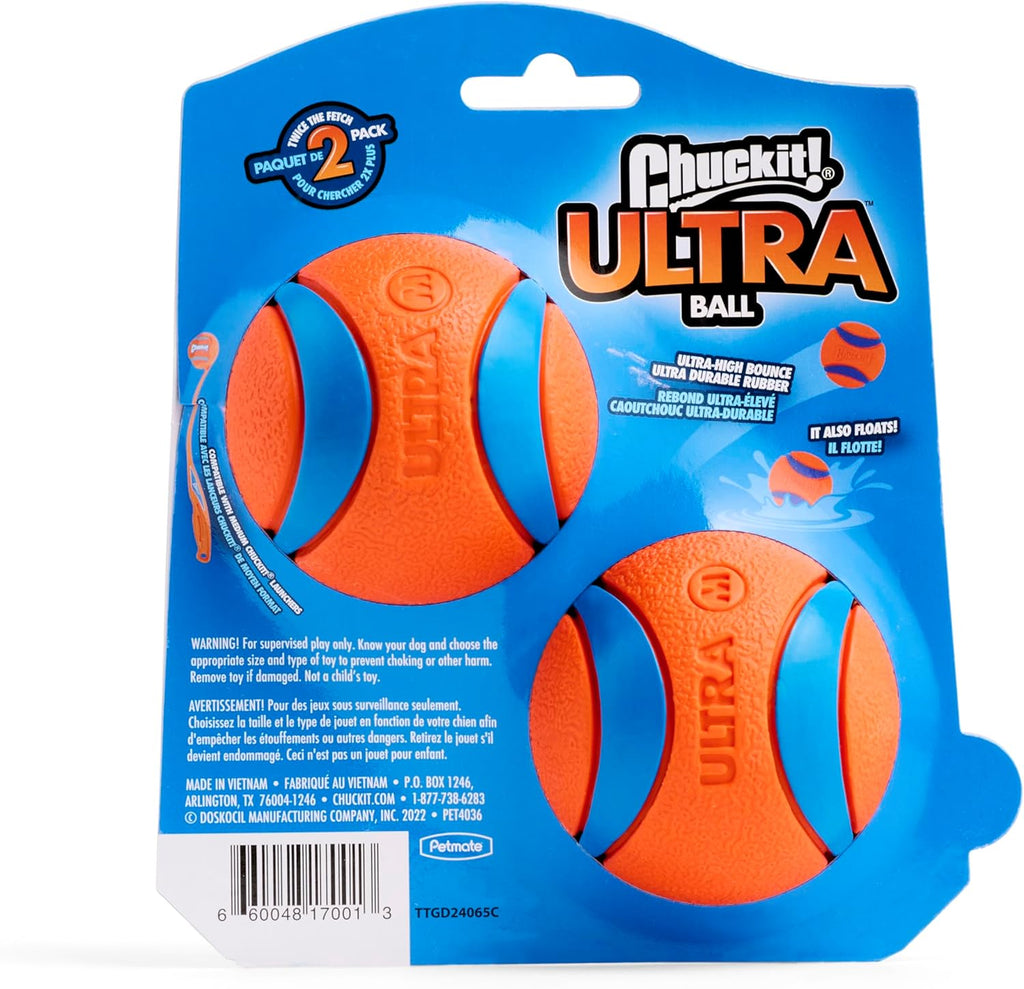 Medium Bouncy Fetch Balls for Dogs (20-60 lbs) - Durable Rubber Floating Toy - 2.5-Inch Diameter - Pack of 2 for Active Outdoor Play