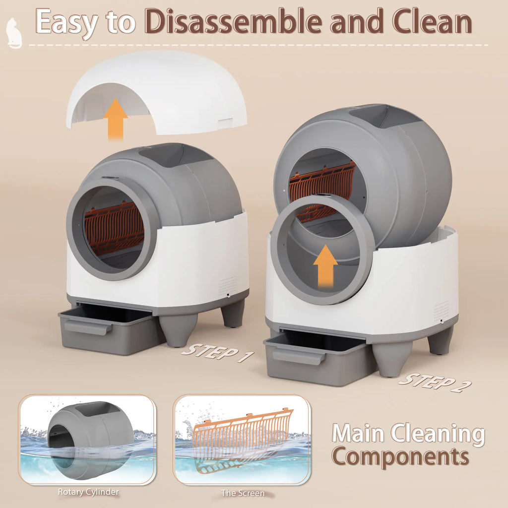 Warcat Smart Low-Noise Self-Cleaning Cat Litter Box with 90L Capacity, App-Controlled via 2.4G Wi-Fi, Featuring Smart Sensors and Safety Protection for Easy Maintenance and Setup