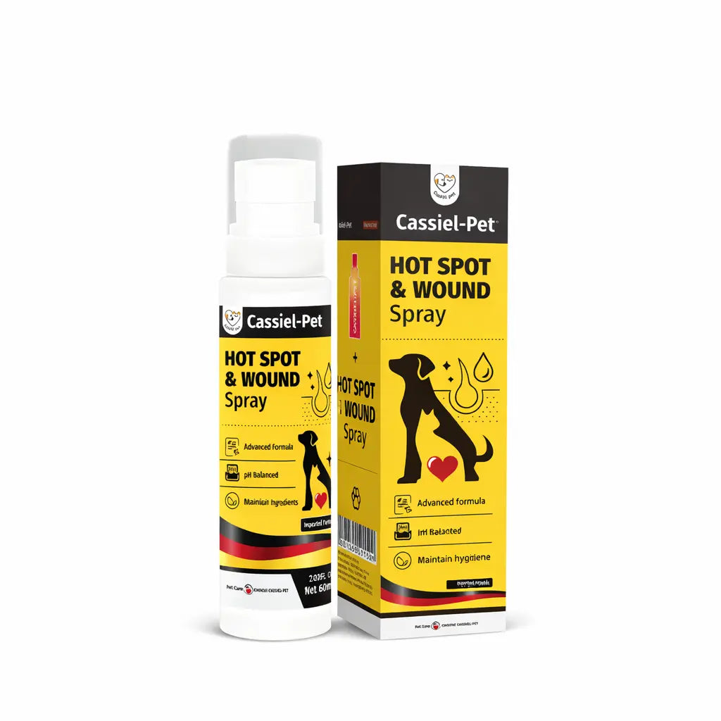 Cassiel Pet Hot Spot and Wound Spray for Dogs and Cats - Natural Soothing Skin Spray for Clean, Soft Skin and Itch Relief, Enhanced Packaging