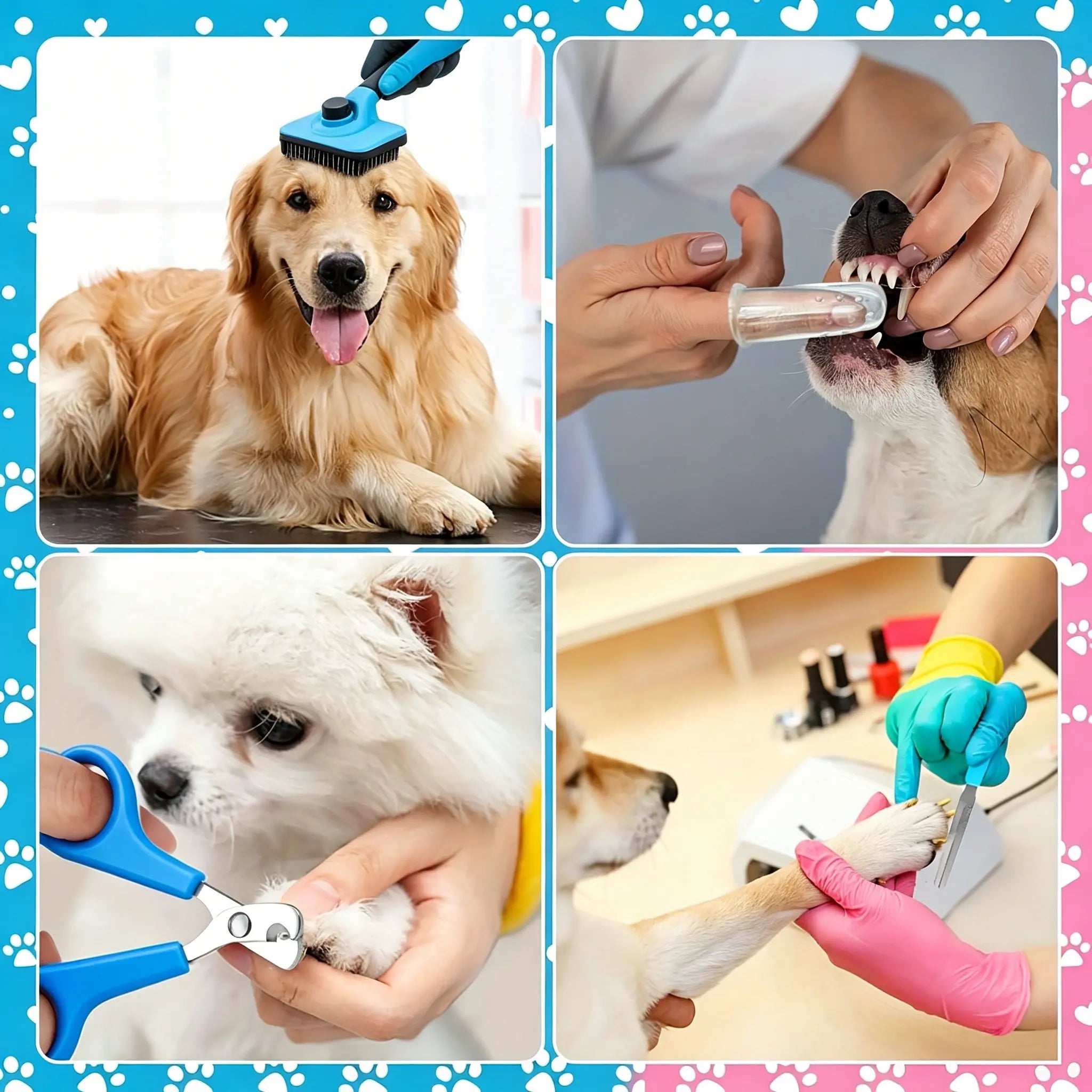 Summer Pet Grooming Tool Set (8 Pieces) - Comprehensive Shedding and Grooming Kit for Dogs and Cats, Includes Hair and Oral Hygiene Tools, Ideal for Indoor and Outdoor Use, Perfect Valentine’s Day Gift