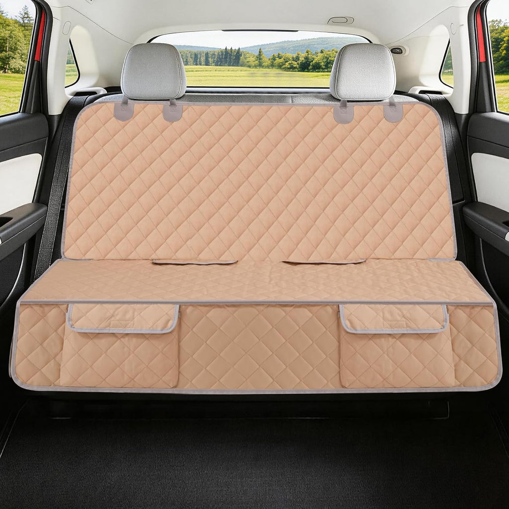 Waterproof Dog Car Seat Cover for Back Seat - Nonslip Protector for Kids, Universal Fit for Cars, Trucks, and SUVs (Beige)