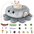 Indoor Cat Tunnel Bed and Toy Set - Octopus-Shaped Peekaboo Cave and Christmas Tree Skirt for Multiple Cats - Perfect for Playtime #SummerSale
