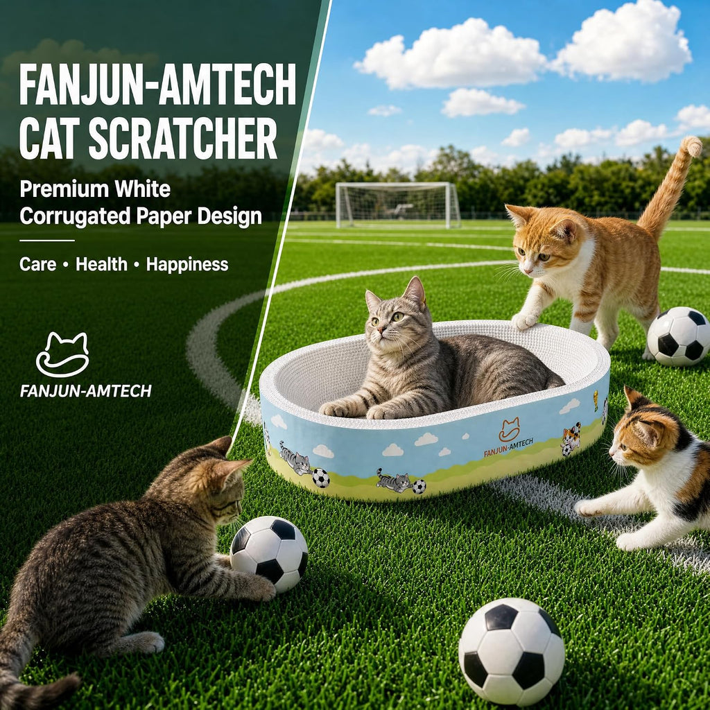 Soccer Cat Scratcher Bed, No-Mess Cat Scratching Pad, No Shed Cat Beds and Scratch Pad for Cats, Plant Fiber Mess Free Cat Scratch Furniture Protector, Stop Cats Eating Paper Craps