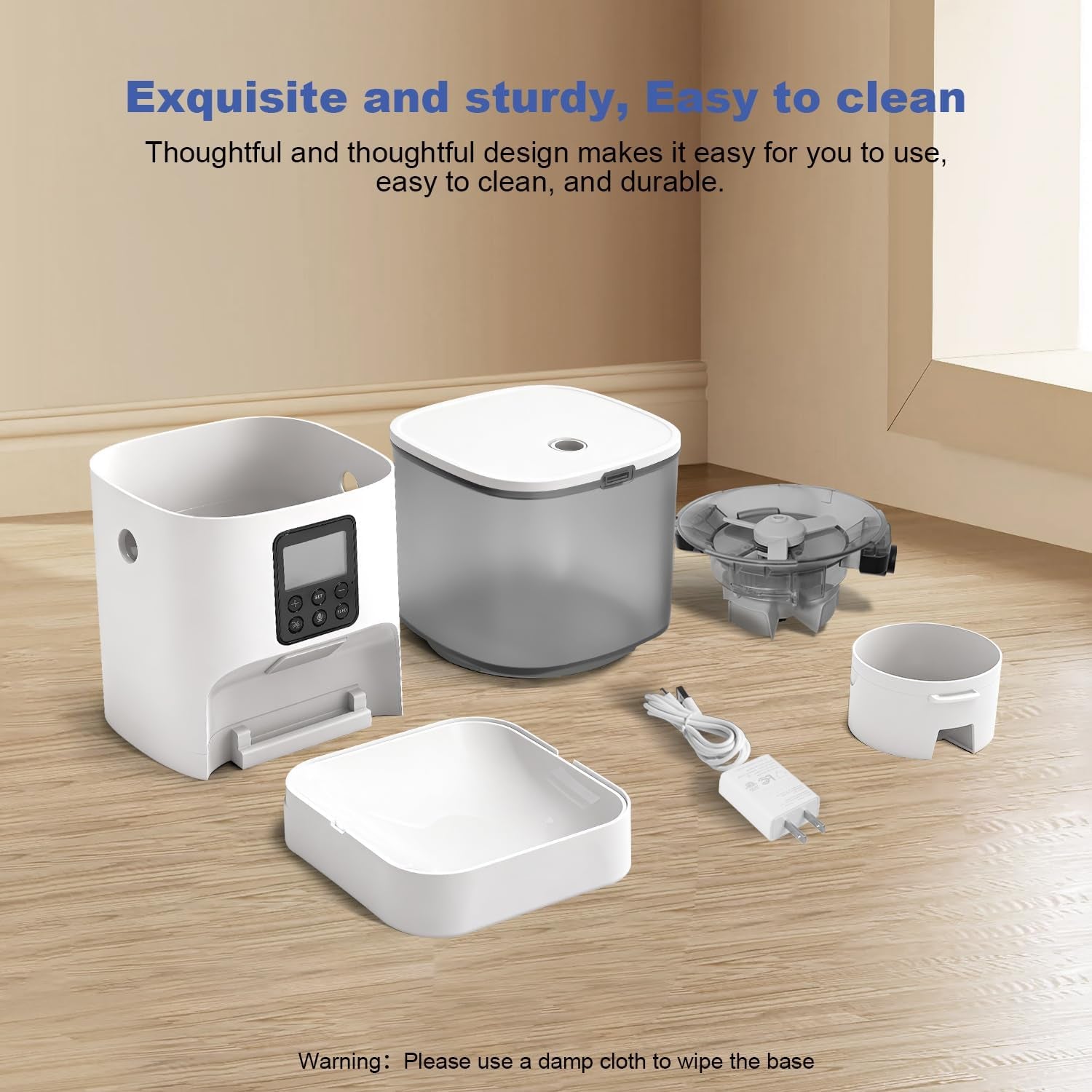 Automatic Cat Feeder, 4L Cat Food Dispenser with 10S Voice Recorder, Pet Feeder up to 8 Meals per Day, Timed Dog Feeder with Dry Food Sealed Ring