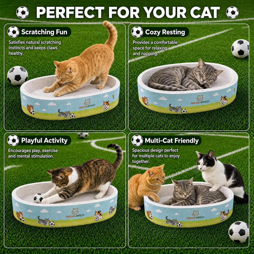 Soccer Cat Scratcher Bed, No-Mess Cat Scratching Pad, No Shed Cat Beds and Scratch Pad for Cats, Plant Fiber Mess Free Cat Scratch Furniture Protector, Stop Cats Eating Paper Craps