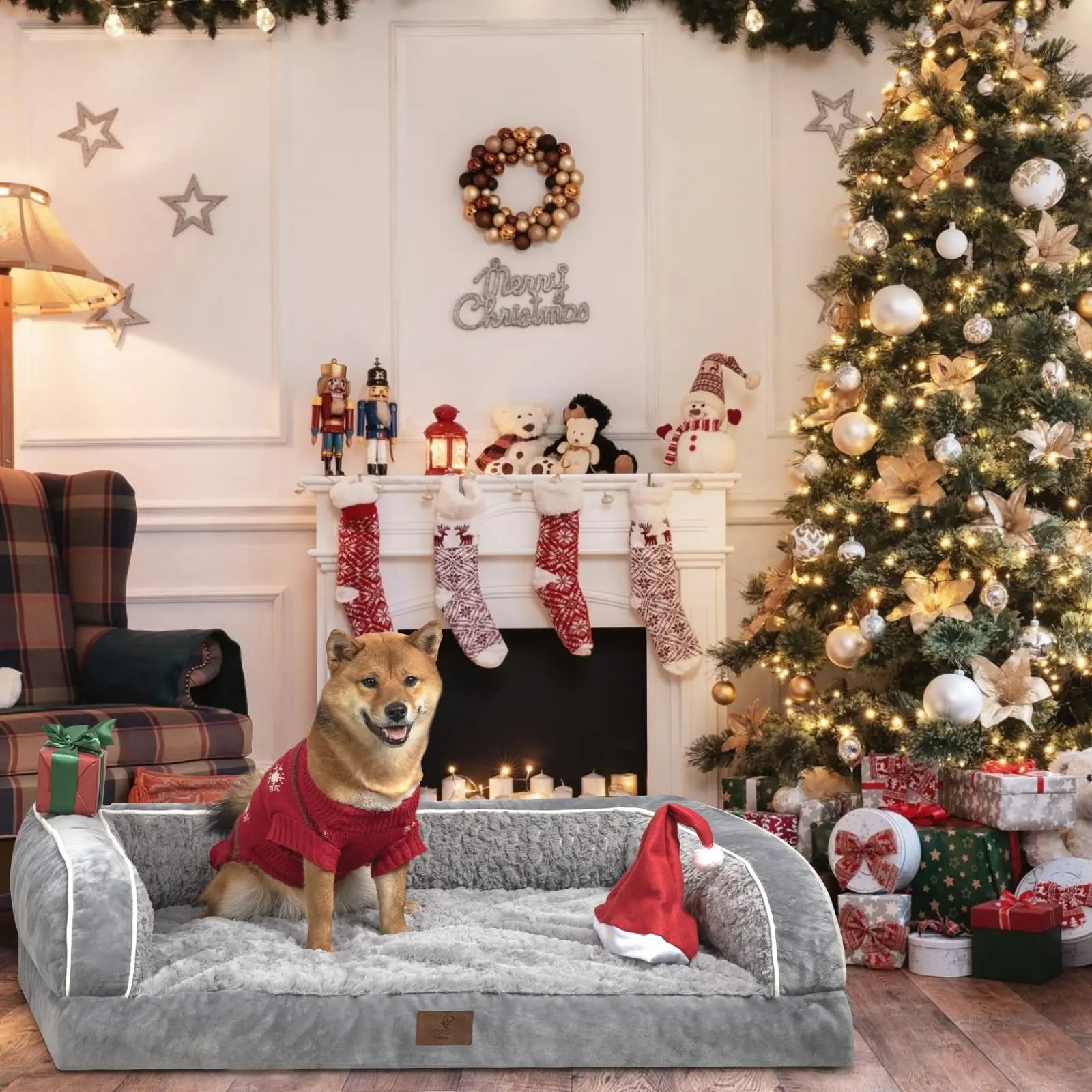 Large Dog Orthopedic Sofa Bed, Washable with Removable Cover, Waterproof Design and Nonslip Bottom, High Bolster Support