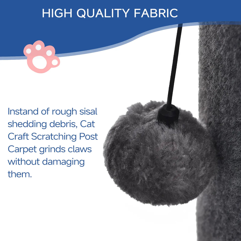 MADE 4 PETS Indoor Cat Sisal Scratching Post, 41.73-Inch Tall Gray Vertical Scratcher with Sturdy Base, Replaceable Spring Toy, and Space-Saving Design for Optimal Nail Care