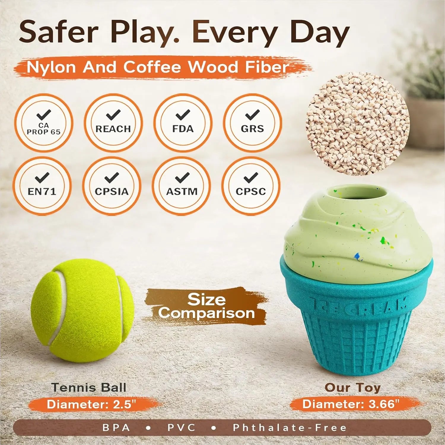 KADTC Large 3-in-1 Frozen Dog Treat Toy and Kibble Dispenser Ball for Durable Chewing