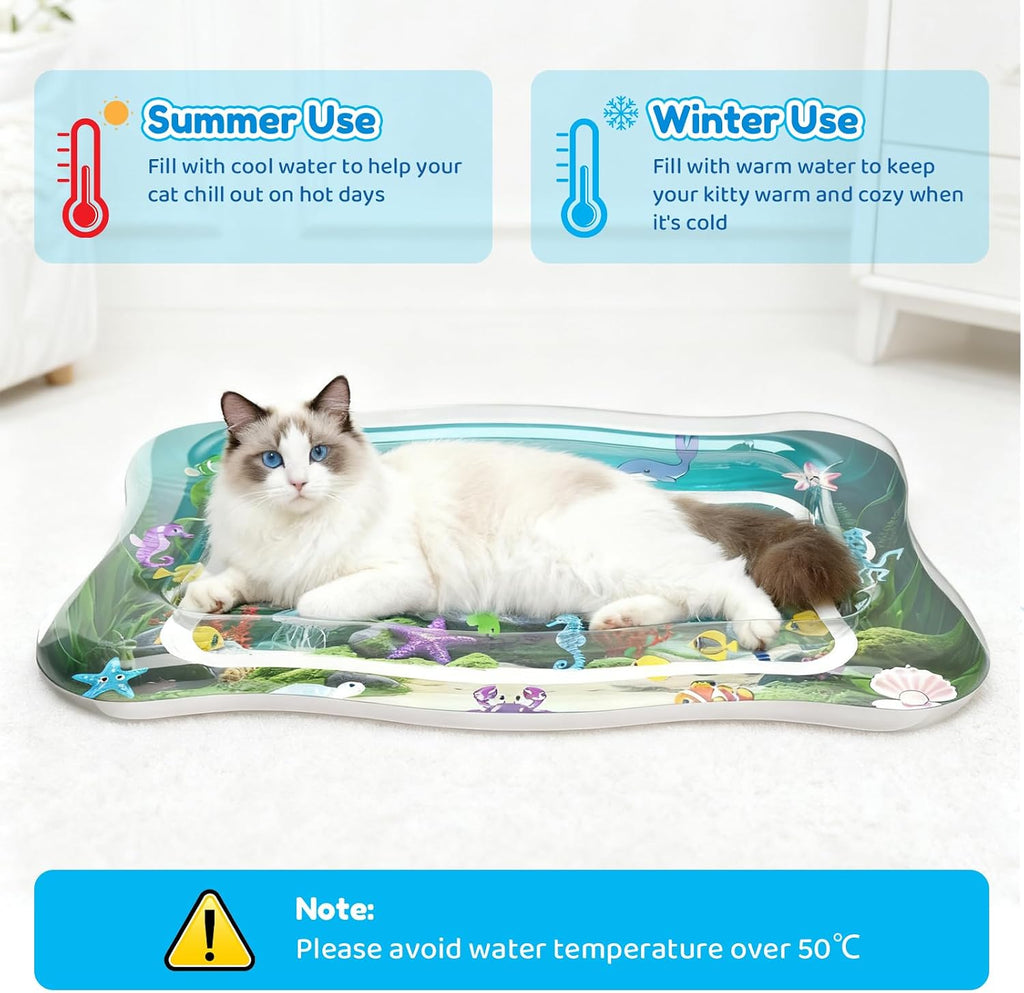 Interactive Cat Toy for Indoor Cats, Upgraded Cat Water Mat, Thickened Water Sensory Play Mat with Fish, Enrichment Stimulating Toy for Bored Adult Kitten Cats to Exercise, Hunting | Thickened Water Sensory Play Mat with Fish, Enrichment Stimulating Toy for Bored Adult Kitten Cats to Exercise, Hunting