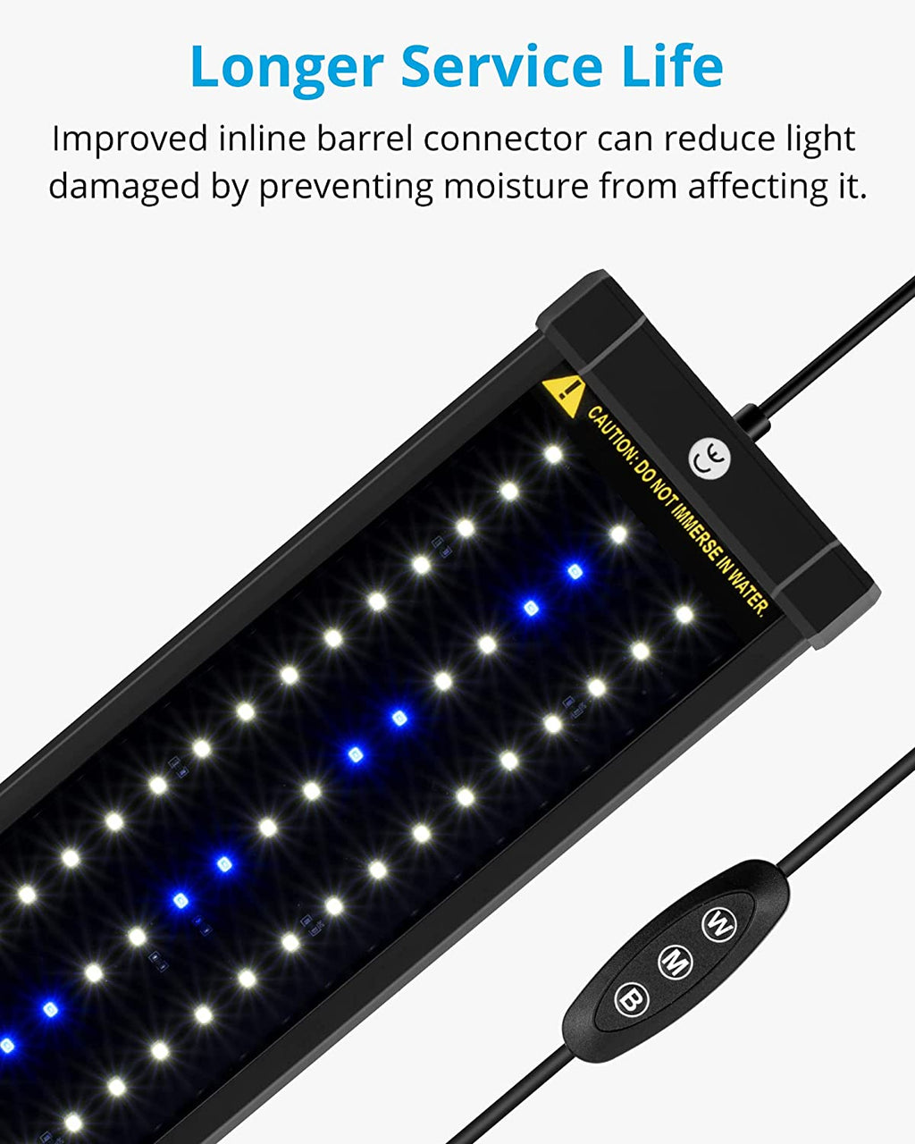 Classic LED Aquarium Lighting System with Adjustable Brackets, White and Blue LED Options, Suitable for 28 to 36 Inch Tanks, 18 Watts