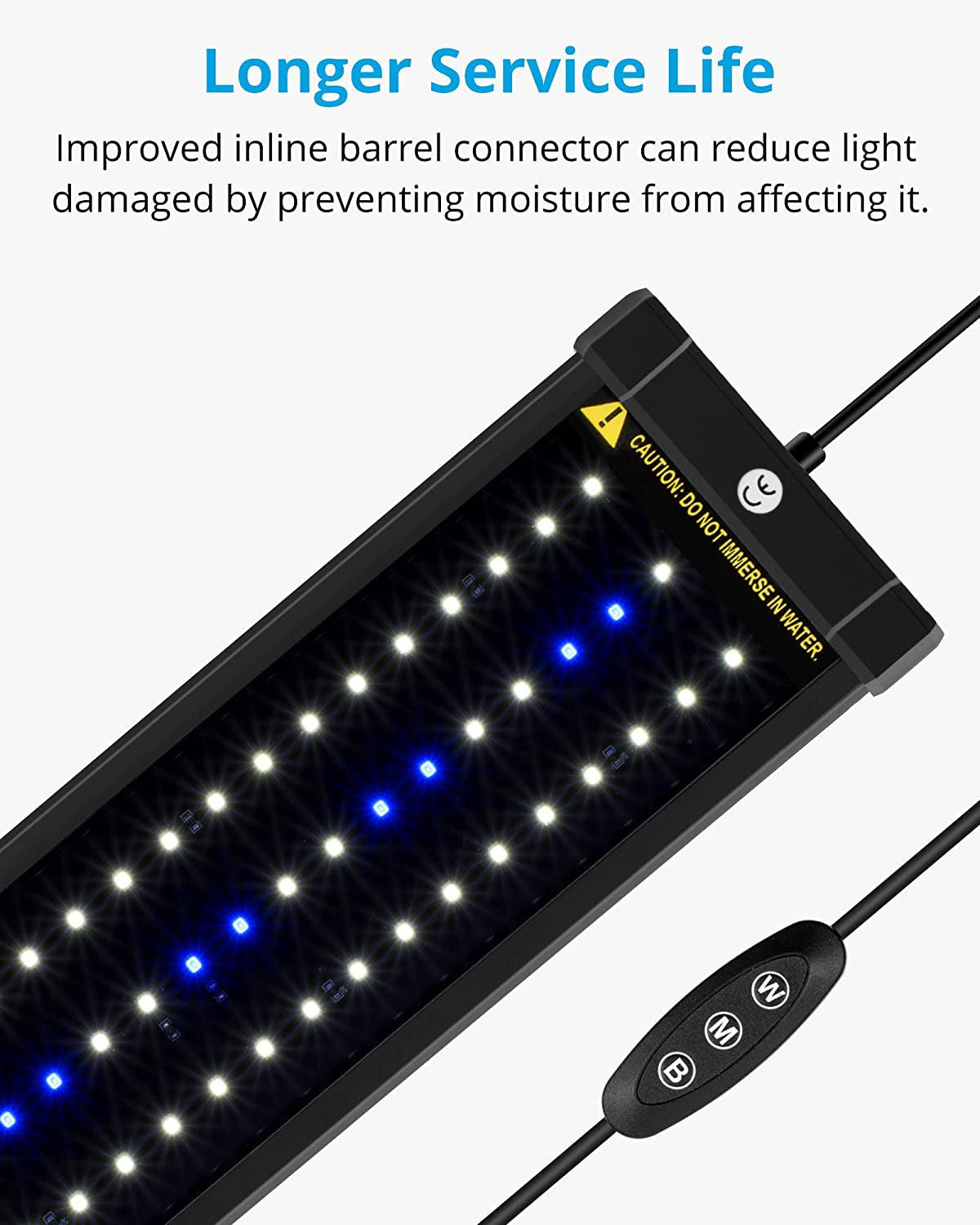 Classic LED Aquarium Lighting System with Adjustable Brackets, White and Blue LED Options, Suitable for 28 to 36 Inch Tanks, 18 Watts
