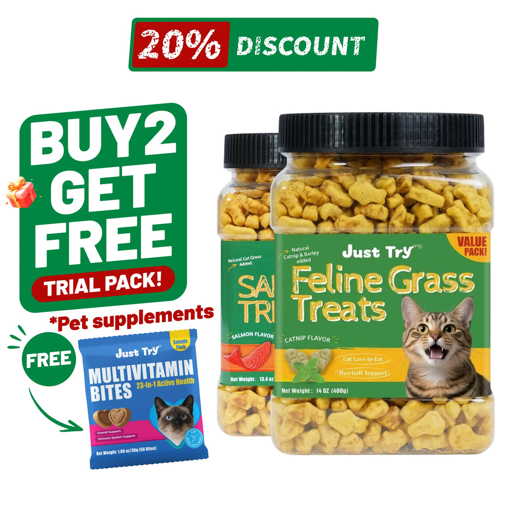 Cat Treats for Indoor Cats - Natural Salmon Hairball Control Biscuits with Cat Grass and Catnip for Dental Care - 14.1 OZ