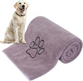 Microfiber Pet Bath Towel - Absorbent, Quick-Drying, Large 30x50 Inch with Paw Print Design, Machine Washable, Purple for Dogs and Cats