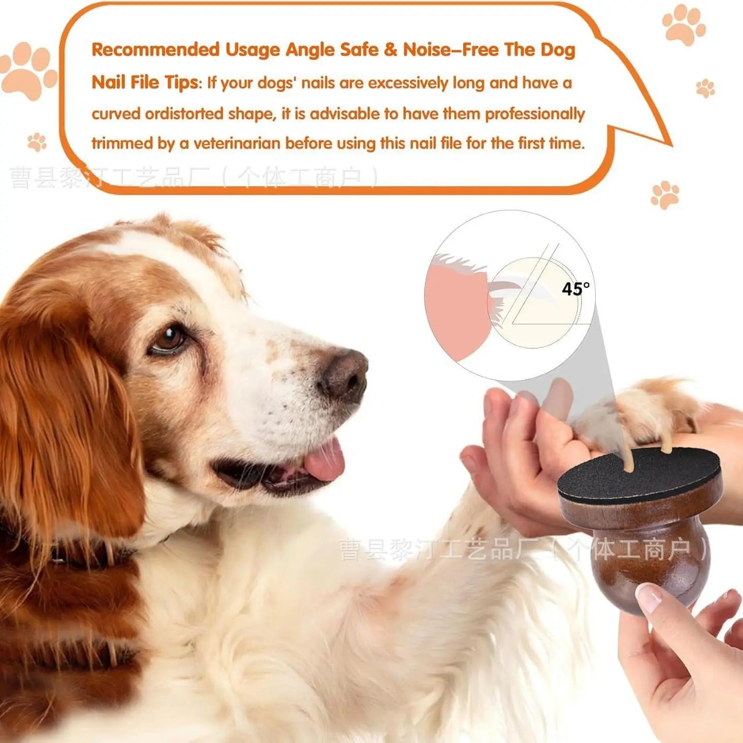 Pet Nail File and Grooming Board - Effortless Nail Smoothing with 3 Replaceable Sheets and Ergonomic Wooden Handle, Ideal for Dogs and Cats