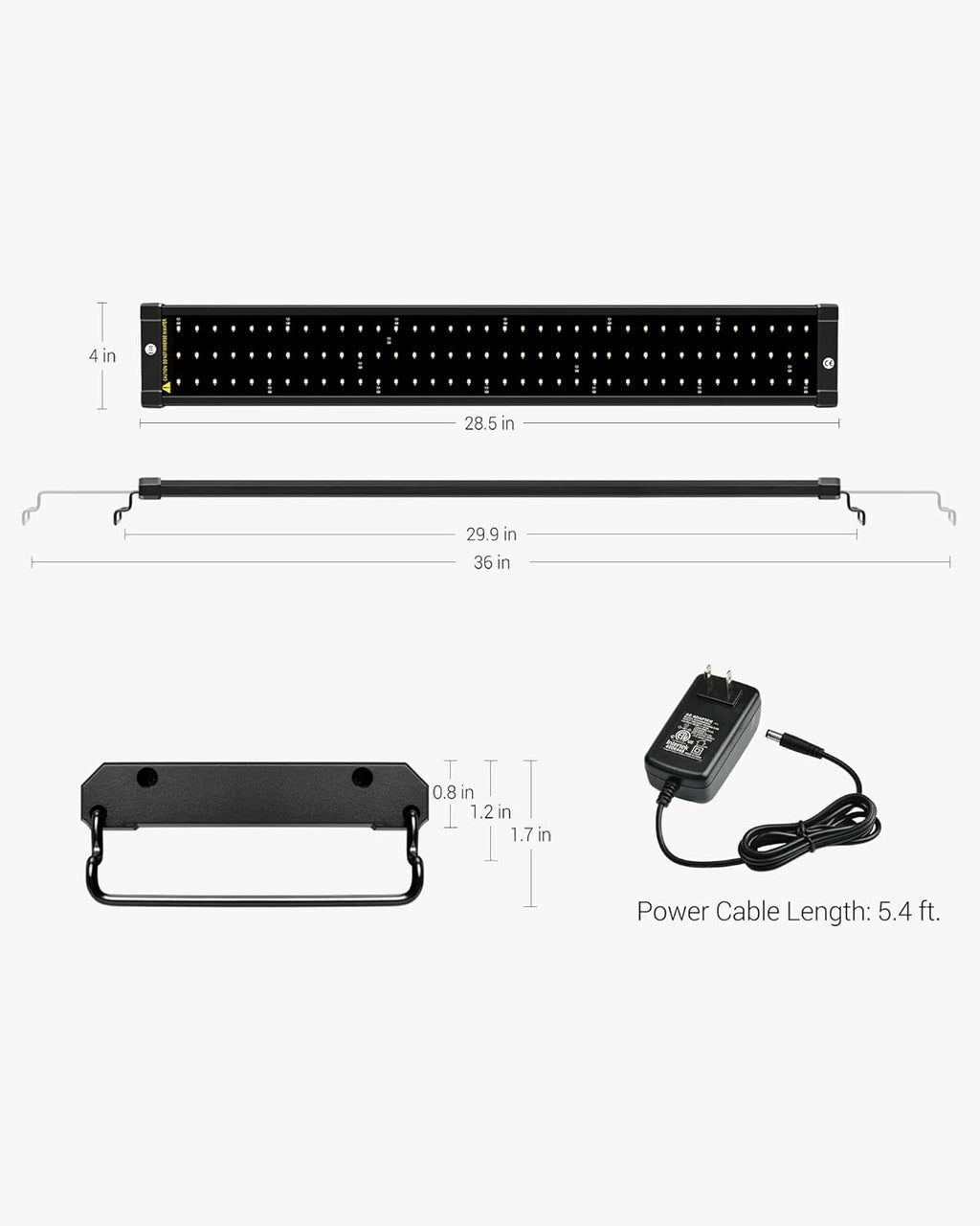Classic LED Aquarium Lighting System with Adjustable Brackets, White and Blue LED Options, Suitable for 28 to 36 Inch Tanks, 18 Watts