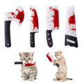 Potaroma 4-Piece Halloween-Themed Cat Toy Set, Knife-Shaped Crinkly Toys for Interactive Indoor Play, 6.5 Inch Soft Sound Toys for All Cat Breeds