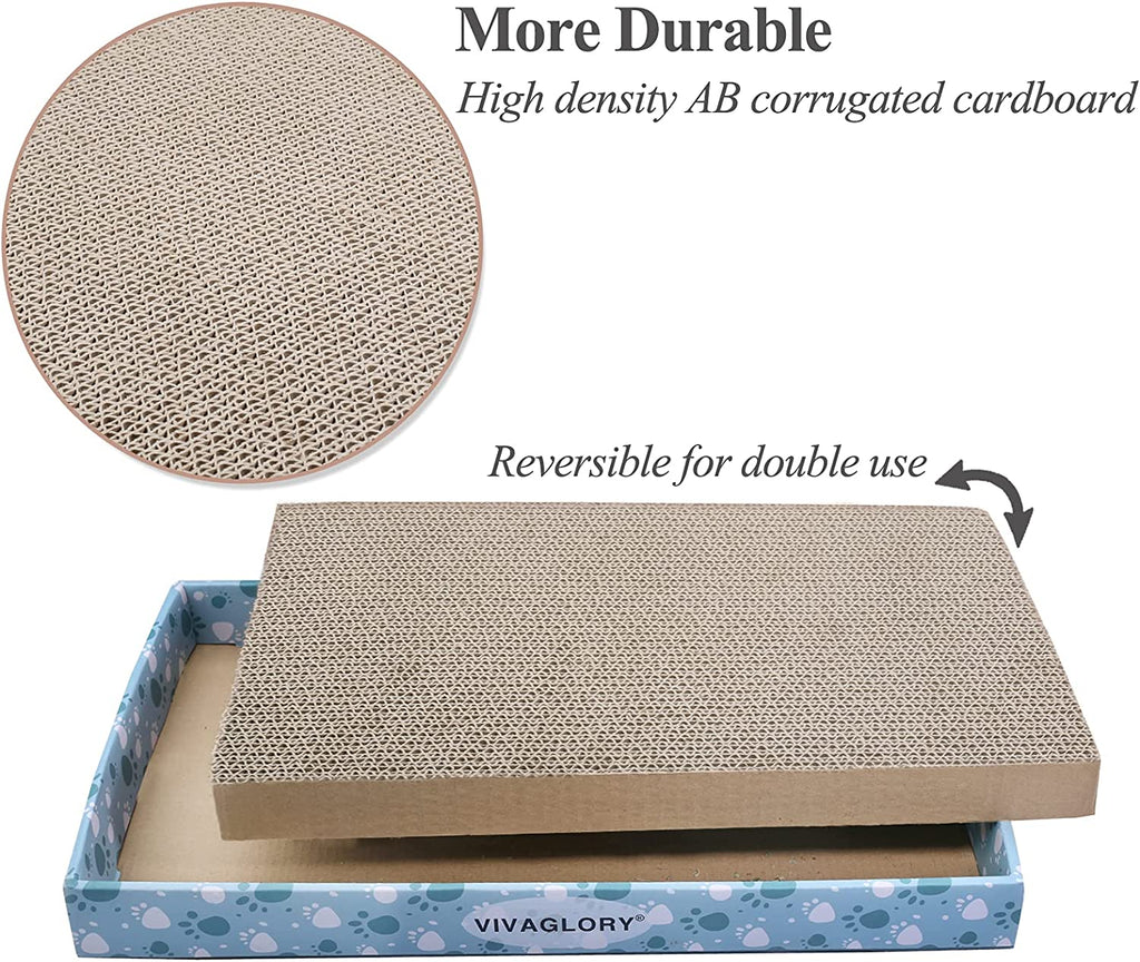 Cat Scratching Board - Extra Wide 3-Pack Cardboard Scratcher with Catnip for Indoor Use - Flat Scratch Pad for Kittens
