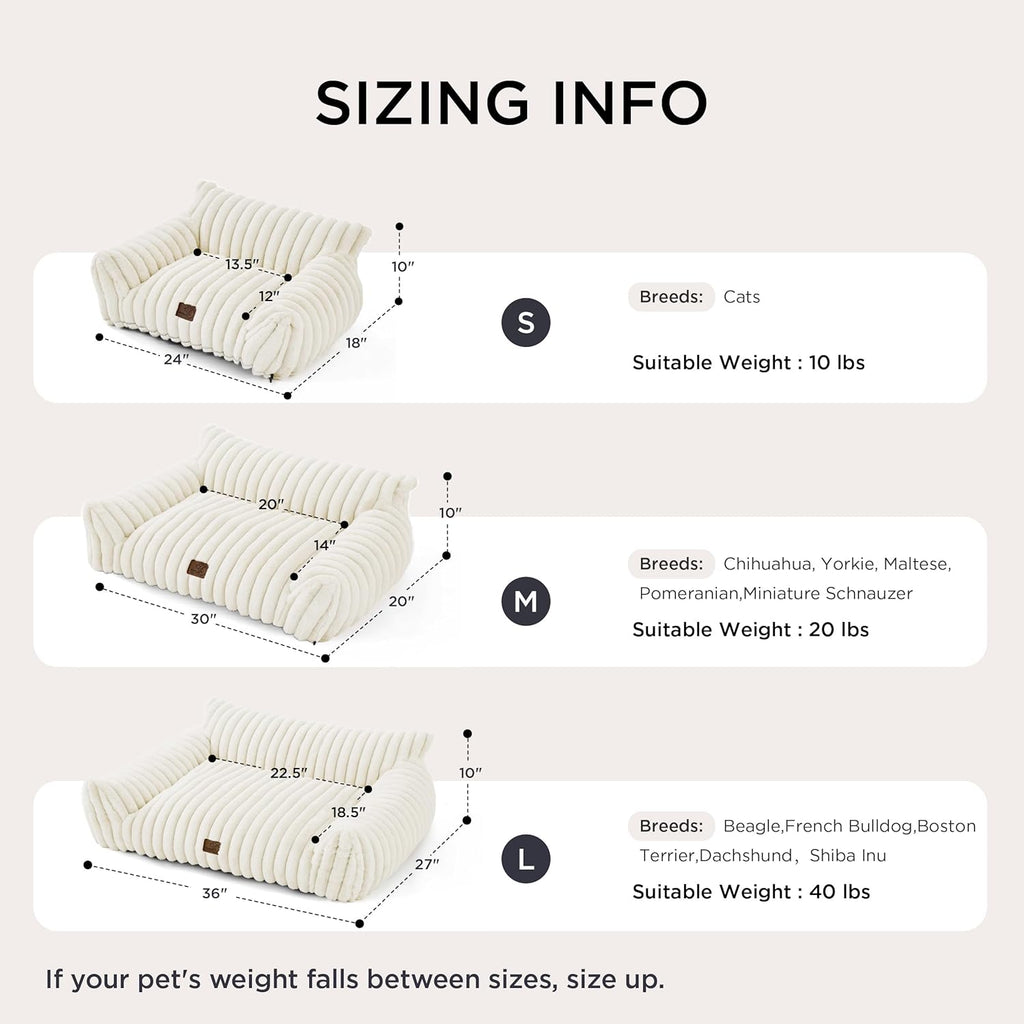 Bedsure Comfyfleece™ Shown on TV Fluffy Cute Cat Couch for Pets,24In Cream | Cat Beds for Indoor Cats,Supportive Pet Sofa,Dog Couch Bed Seen on Good Day New York,Removable Washable Cover,Up to 10 Lbs