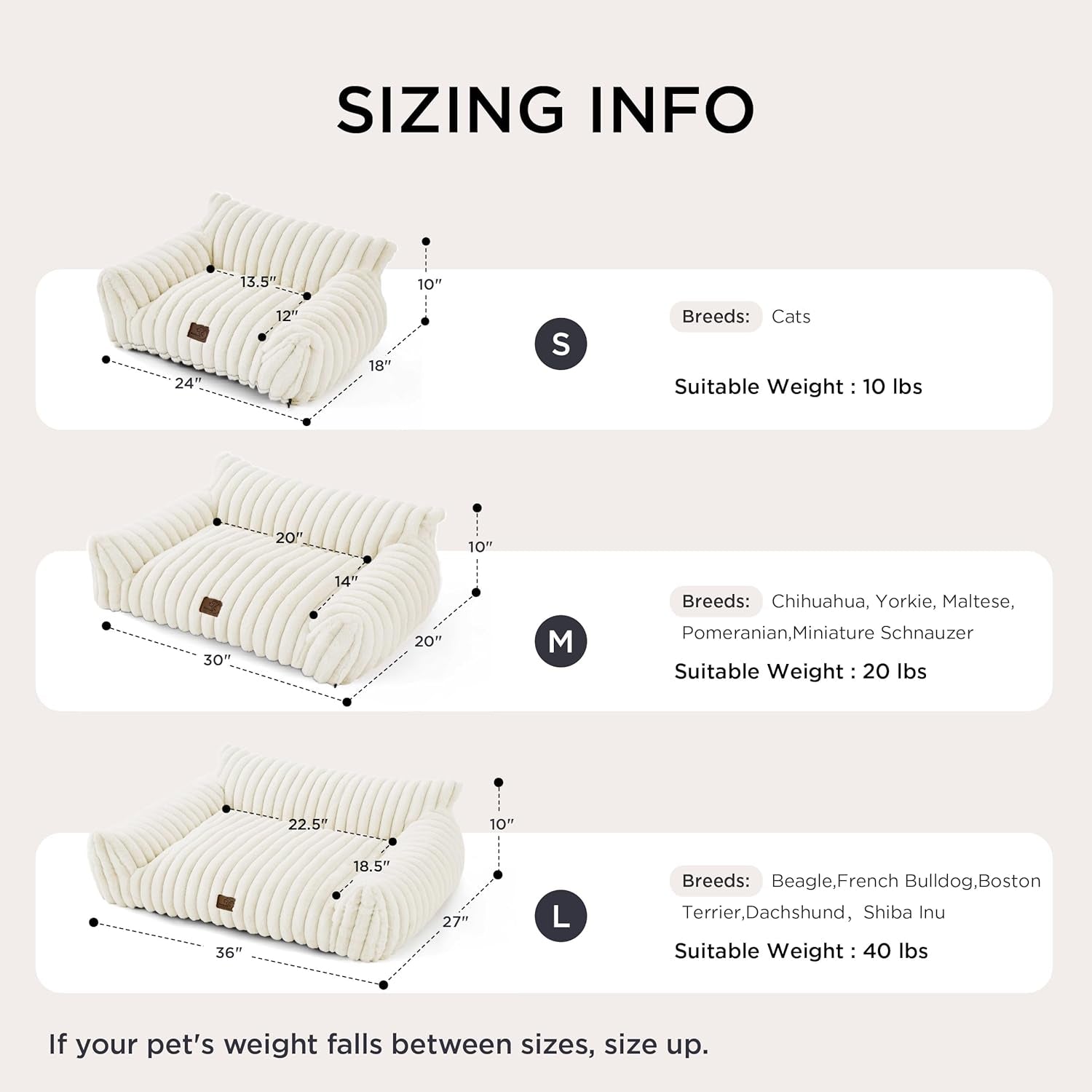 Bedsure Comfyfleece™ Shown on TV Fluffy Cute Cat Couch for Pets,24In Cream | Cat Beds for Indoor Cats,Supportive Pet Sofa,Dog Couch Bed Seen on Good Day New York,Removable Washable Cover,Up to 10 Lbs