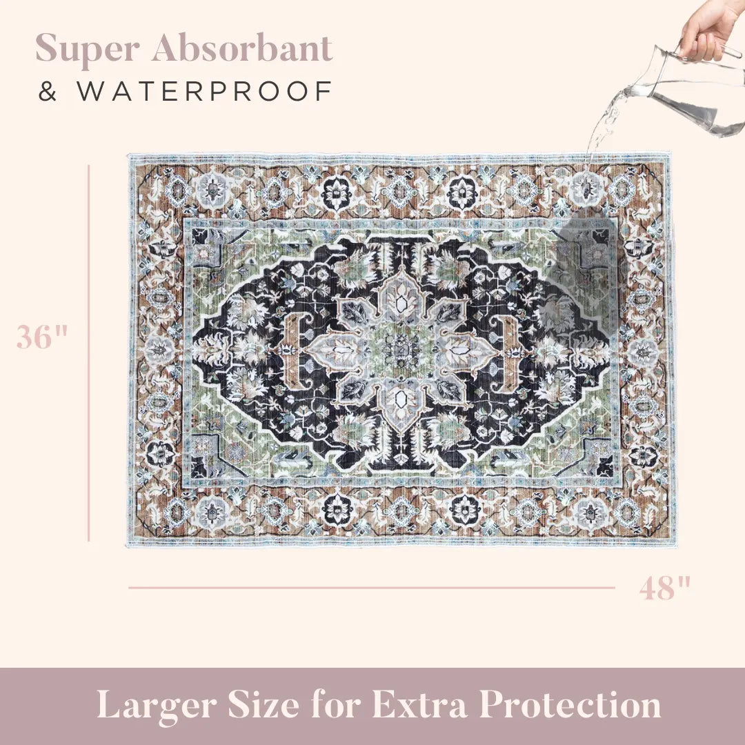 Lovewag Pets Washable Dog Pads - Set of 2, Eco-Friendly and Leak-Proof, Available in Multiple Designs: Sage Forest, Marmalade Sunshine, Moonlit Night, Rustic Terracotta, Sizes: 16" x 24", 36" x 48", 28" x 41" & Single Pack: Sage Forest 54" x 72