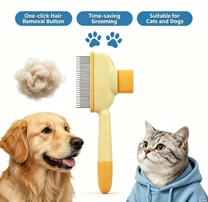 Self-Cleaning Pet Hair Removal Comb Set for Dogs and Cats – Stainless Steel Teeth for Effective Shedding, Mat, and Tangle Management on All Coat Lengths