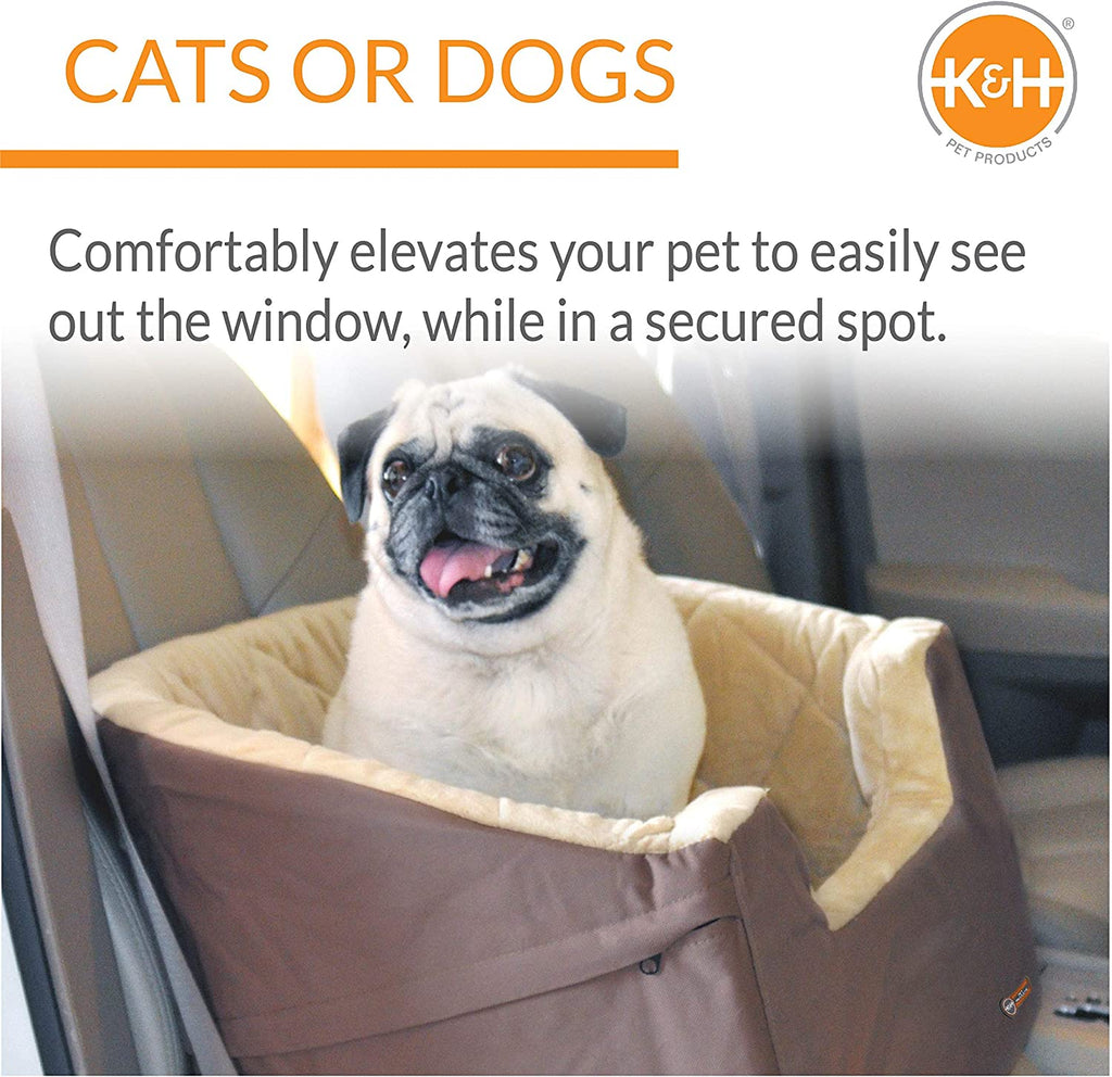 Premium Dog and Cat Booster Car Seat - Small Tan