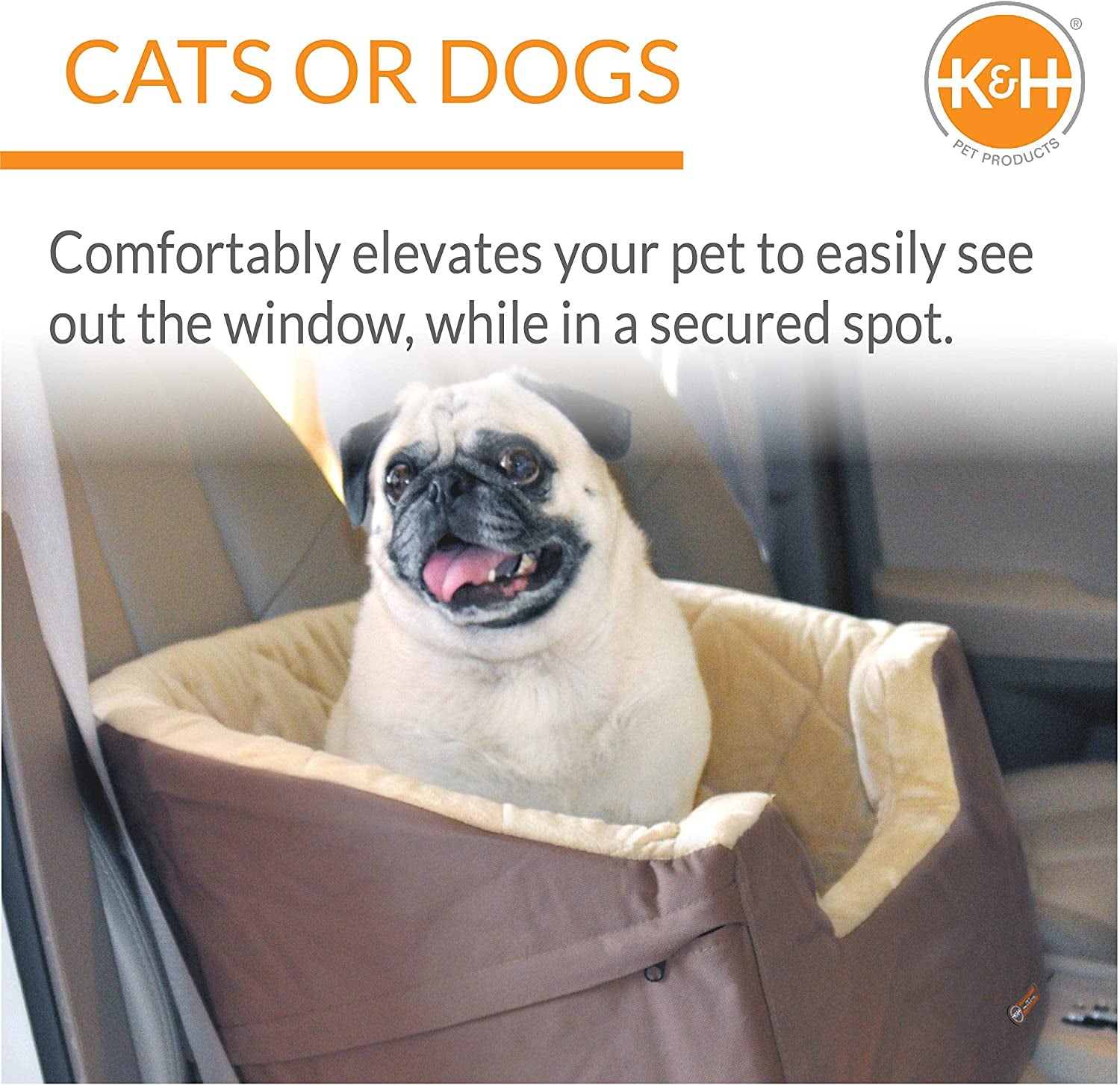 Premium Dog and Cat Booster Car Seat - Small Tan