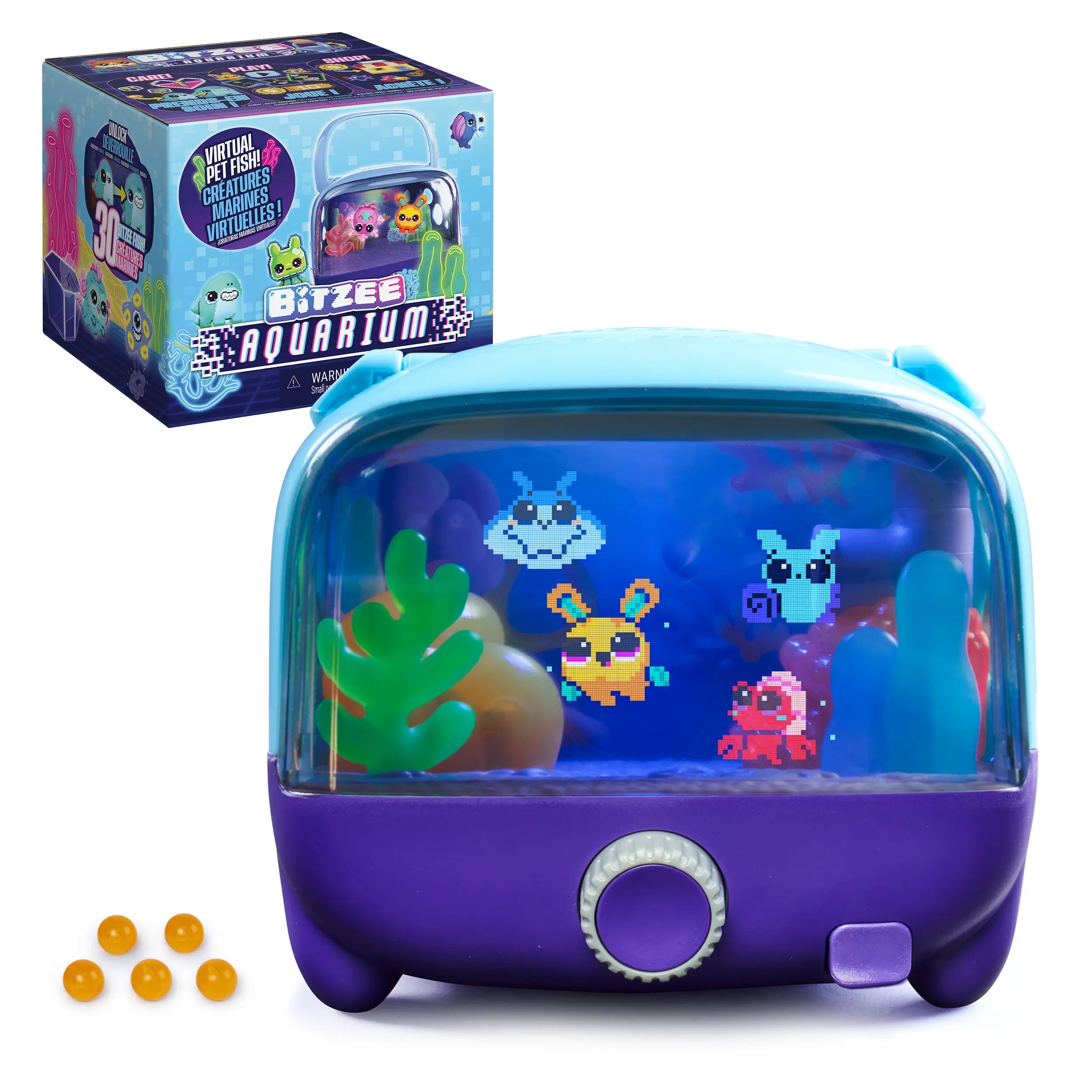 BITZEE Interactive Digital Aquarium Pet Tank with 30 Virtual Fish, Large Display, LED Lights, Touch-Responsive Electronic Pets, Ideal Birthday Gift for Children Ages 5 and Up