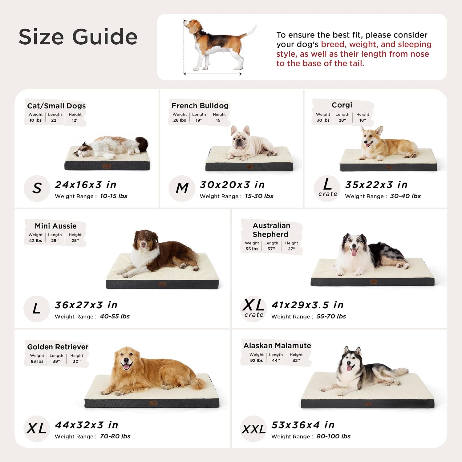 Bedsure Medium Washable Dog Bed - Comfy Sherpa with Orthopedic Egg Crate Foam, 30x20 inches, Grey, Non-Slip Bottom, Removable Cover, Ideal for Pets up to 30 lbs
