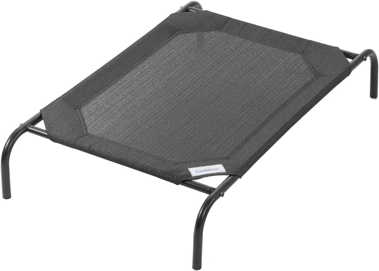 Elevated Dog Bed - Breathable Off-The-Ground Pet Bed with Cooling Fabric, Joint Relief, Moisture-Resistant, 100% Recyclable, Easy to Clean, Gunmetal, Medium Size