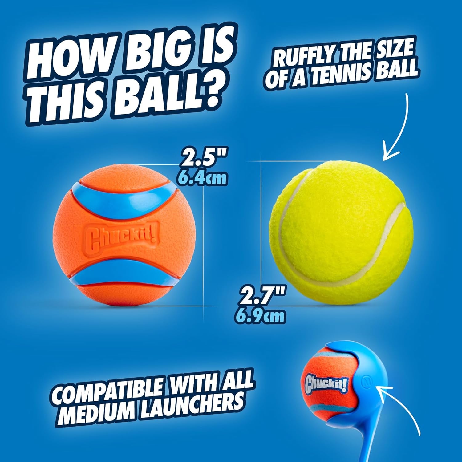 Medium Bouncy Fetch Balls for Dogs (20-60 lbs) - Durable Rubber Floating Toy - 2.5-Inch Diameter - Pack of 2 for Active Outdoor Play
